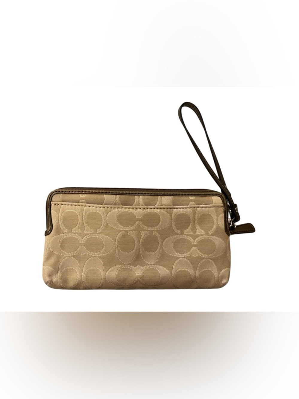 Coach Beige Double Zip Wristlet with Metallic - Signature C design - Picture 2 of 6